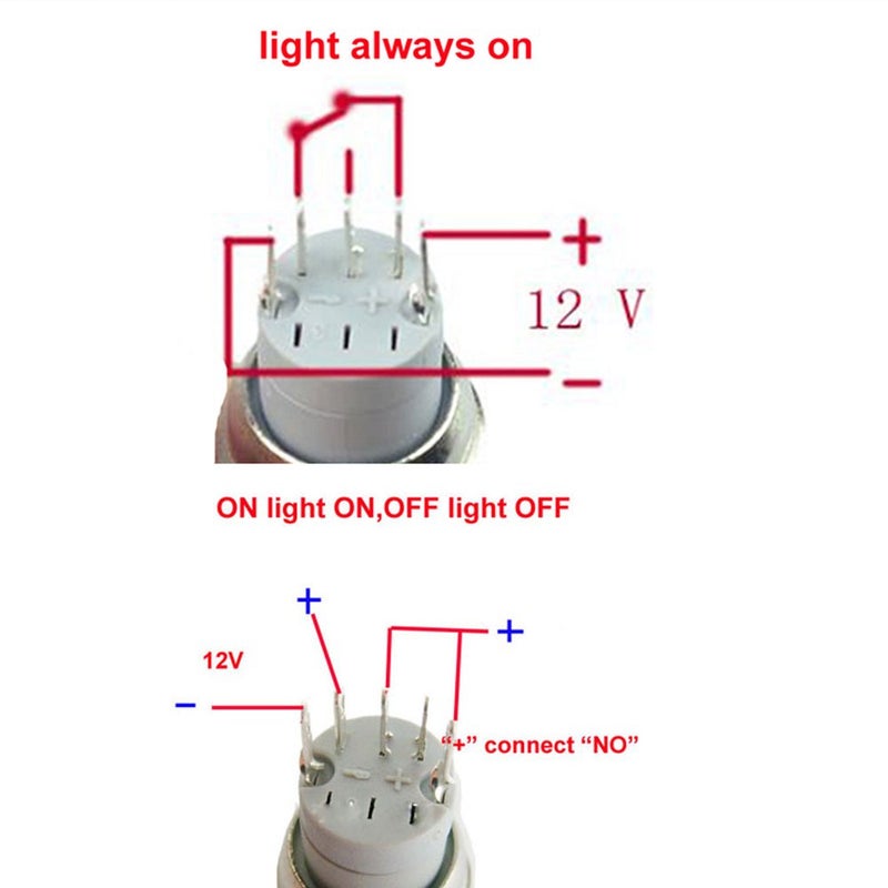 ESUPPORT 12V Car Auto Green LED Light Momentary Speaker Horn Push Button Metal Toggle Switch 19mm - Image 5